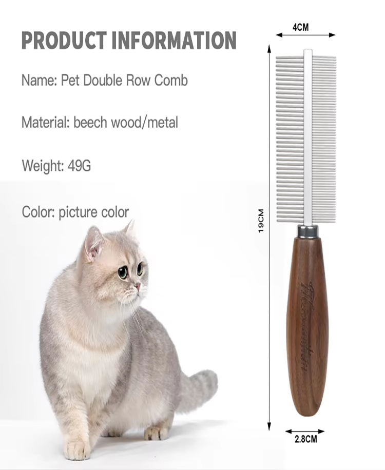 Factory Wholesale Custom Logo Double Sided Wooden Cat Needle Hair Comb Dog Pet Grooming Comb