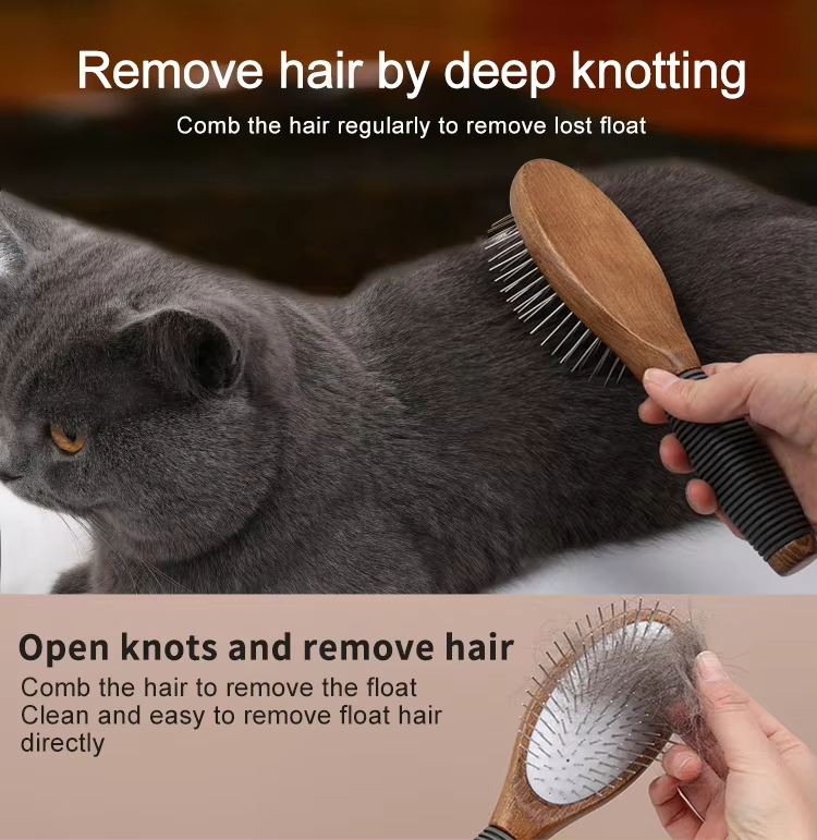 Custom Logo Wooden Long Pin Cat Needle Brush