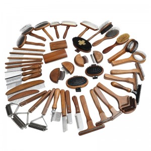 Luxury Wooden Cat Grooming Products Deshedding Tool Dog Pet Hair Grooming Comb Brush