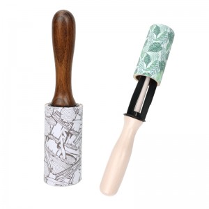 Wooden Handle Pet Hair Remover extra Sticky Lint Tape Roller for Cleaning Clothes Dog Cat Hair Fur