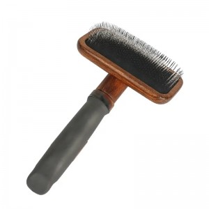 Yangzhou Custom Logo Upscale Dark Wooden Cat Pin Hair Brush Dog Pet Groming Slicker Brush