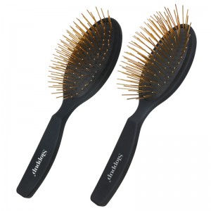 Private Label Wood 25mm 33mm Golden Long Pin Dog Hair Remover Hair Brush Pet Grooming Slicker Brush