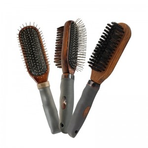 Factory Wholesale Portable Mini Double Sided Wood Pet Bristle Massage Brush Cat Dog Grooming Brush