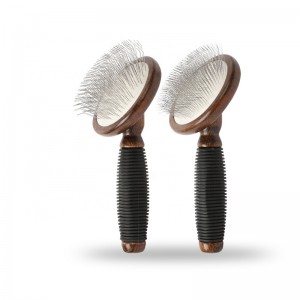 Factory Wholesale Custom Logo Upscale Wood Pet Long Pin Brush Cat Dog Grooming Slicker Brush