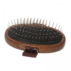 Factory Wholesale Custom Logo Brown Wooden Dog Long Pin Massage Brush Cat Pet Grooming Brush