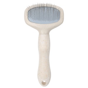 Custom Logo Biodegradable Wheat Straw Cat Hair Remover Brush Small Dog Pet Grooming Slicker Brush
