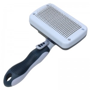 Factory Wholesale Custom Logo Self Cleaning Cat Hair Removal Pin Brush Dog Pet Grooming Slicker Brush