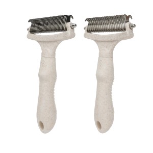 Custom Logo Biodegradable Wheat Straw Cat Hair Rake Comb Dog Pet Grooming Dematting Comb