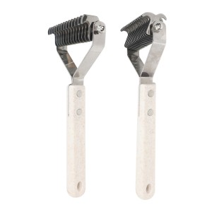 Custom Logo Biodegradable Wheat Straw Cat Dematting Rake Comb Dog Pet Hair Grooming Comb