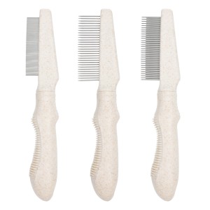 Factory Wholesale Custom Logo Biodegradable Wheat Straw Dog Grooming Flea Comb Pet Hair Removal Comb for Cats