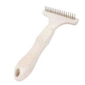 Factory Wholesale Custom Logo Biodegradable Wheat Straw Cat Needle Hair Rake Brush Dog Pet Grooming Brush