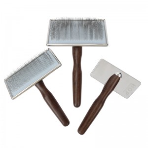 Dog Hair Comb Eco-Friendly Pet EBONY Wooden Slicker Brush Massage Grooming Slicker Brush with Rounded Bristles