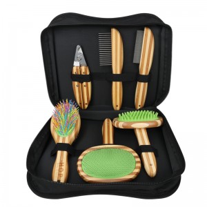 6 in 1 Portable Bamboo Comb Pets Grooming Tools Set Dogs Cats Pets Grooming Kit