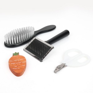 Pet Grooming Set Slicker Brush Nail Clipper Dog Cat Grooming Kit with Chew Toy