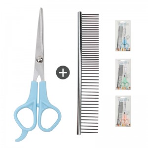 Factory Wholesale Custom Logo Cat Hair Scissors Dog Pet Grooming Scissors Set with Stainless Steel Comb