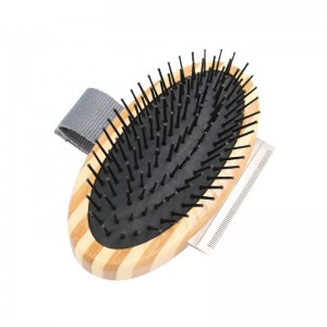 Factory Wholesale Custom Logo Multifunctional Bamboo Wooden Cat Cleaning Hair Brush Dog Pet Grooming Brush With Deshedding Tool