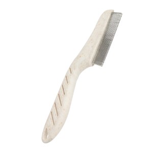 Custom Logo Degradable Straw Material Two Row Cat Pin Flea Comb Dog Pet Grooming Comb