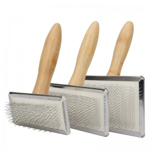 Factory Wholesale Custom Logo Carbon Bamboo Long Hair Cat Pin Brush Dog Grooming Slicker Brush for Pets