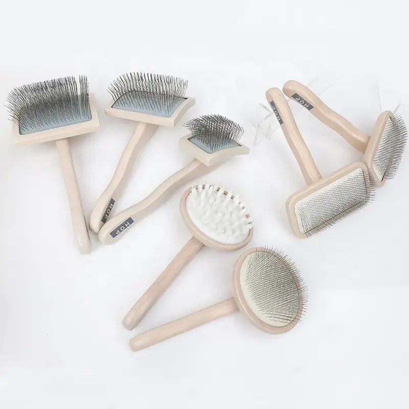 Portable Wooden Soft Cat Combs Dog Hair Grooming Slicker Brush for Pets