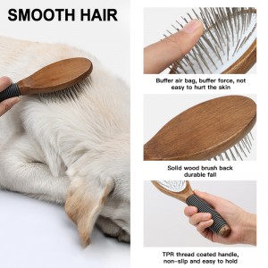 Factory Wholesale Upscale Custom Logo Wooden Long Pin Cat Needle Brush Dog Pet Grooming Brush