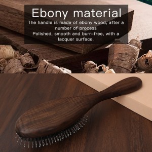 Ebony Wood Pet Furry Hair Remove Tool Dog Comb Gentle Pin Message Brush Grooming