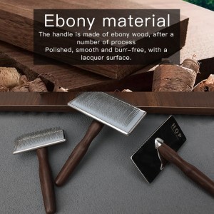 Dog Hair Comb Eco-Friendly Pet EBONY Wooden Slicker Brush Massage Grooming Slicker Brush with Rounded Bristles