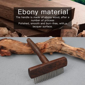EBONY Wood Open Knot Comb Hair Double Row Design Sturdy Durable Pet Cat Nail Rake Brush for Dogs