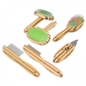 6 in 1 Portable Bamboo Comb Pets Grooming Tools Set Dogs Cats Pets Grooming Kit