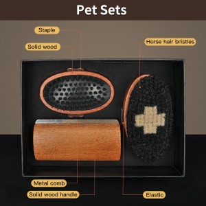 Wooden Dog Brush Set Grooming Pet Comb Pet Brush Kit Deshedding Hair Massage Bath Brush