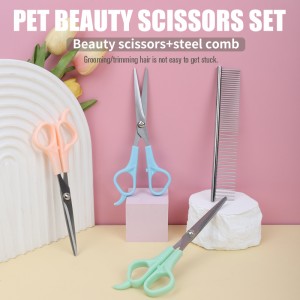 Factory Wholesale Custom Logo Cat Hair Scissors Dog Pet Grooming Scissors Set with Stainless Steel Comb