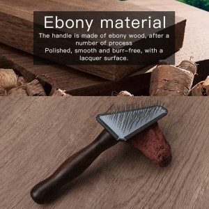 Pet Hair Grooming Triangle Head Face Ebony Wood Slicker Brush for Dog and Cat