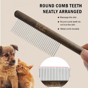 Five Style Wooden Handle Long Short Teeth Cat Needle Flea Comb Stainless Steel Dog Pet Grooming Hair Comb