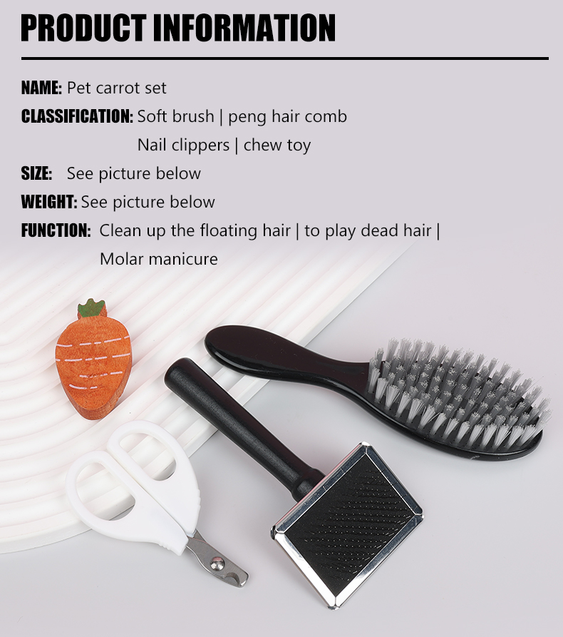 Pet Grooming Set Slicker Brush Nail Clipper Dog Cat Grooming Kit with Chew Toy