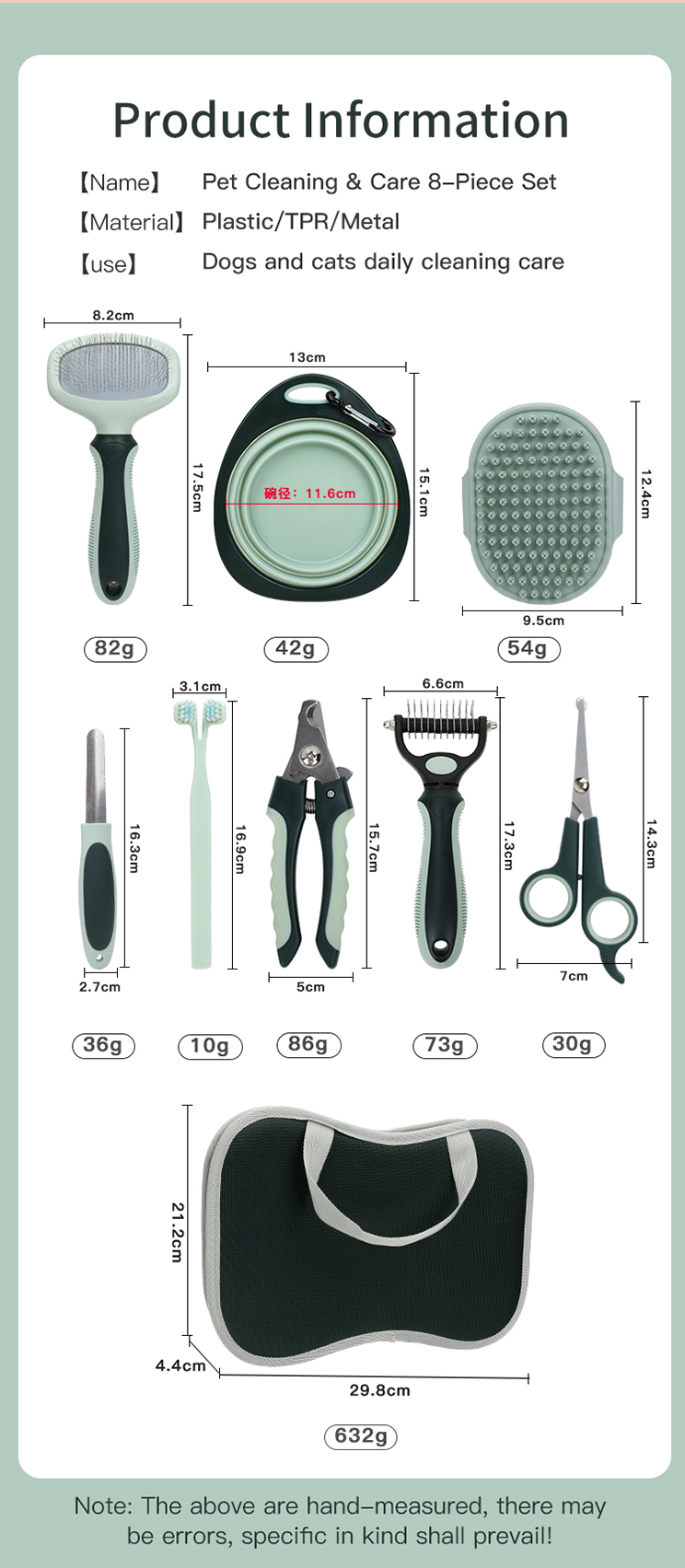 8 in 1 Custom Logo Dog Grooming Set, Pet Dogs Grooming, Dog Grooming Kit