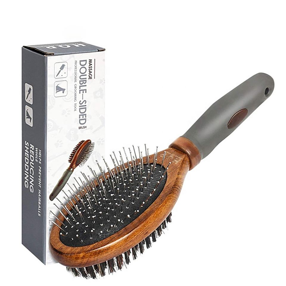  Double Sided Wooden Cat Bristle Massage Brush