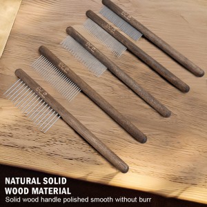 Five Style Wooden Handle Long Short Teeth Cat Needle Flea Comb Stainless Steel Dog Pet Grooming Hair Comb