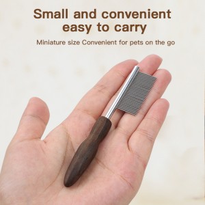 Cats Dogs Wooden Handle Pet Needle Comb Metal Detangle Dog Flat Face Comb