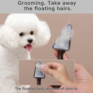 Pet Hair Grooming Triangle Head Face Ebony Wood Slicker Brush for Dog and Cat