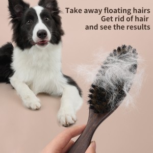 Ebony Wood Dog Hair Removal Comb, Cat Copper Wire Horse Hair Pet Brush