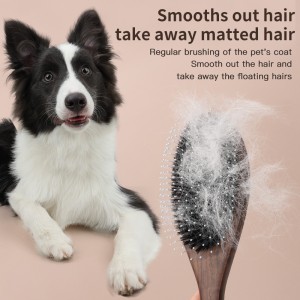 Ebony Wood Pet Furry Hair Remove Tool Dog Comb Gentle Pin Message Brush Grooming