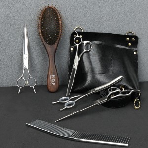 Professional Groomers 7inch 440c Stainless Steel Straight Curved Thinning Pet Dog Hair Grooming Scissors Kit