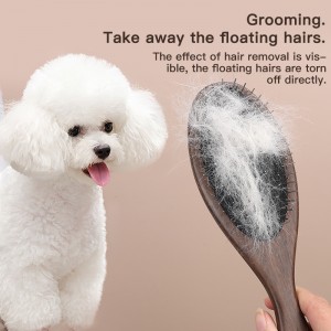Manufacturer Customized Pet Ebony Wooden Massage Brush Dog Hair Removal Brush With Long Pins