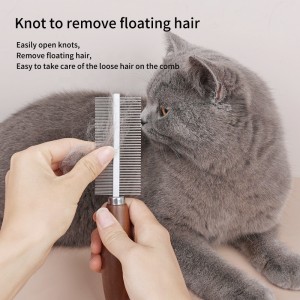 Factory Wholesale Custom Logo Double Sided Wooden Cat Needle Hair Comb Dog Pet Grooming Comb