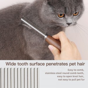 Factory Wholesale Custom Logo Double Sided Wooden Cat Needle Hair Comb Dog Pet Grooming Comb