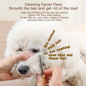 Cats Dogs Wooden Handle Pet Needle Comb Metal Detangle Dog Flat Face Comb