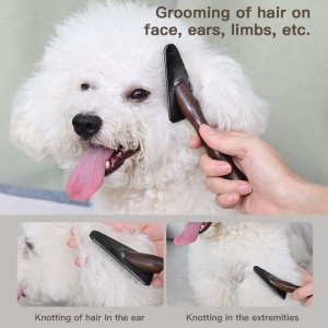 Pet Hair Grooming Triangle Head Face Ebony Wood Slicker Brush for Dog and Cat