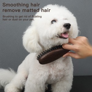 Ebony Wood Pet Dog Cat Hair Remover Brush Eco-friendly Wooden Handle Pig Bristle Pet Cleaning Comb Grooming Brush