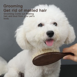 Custom Logo Ebony Wooden Pet Cleaning Brush Cat Dog Massage Horse Hair Remover Brush