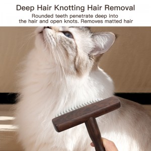 EBONY Wood Open Knot Comb Hair Double Row Design Sturdy Durable Pet Cat Nail Rake Brush for Dogs