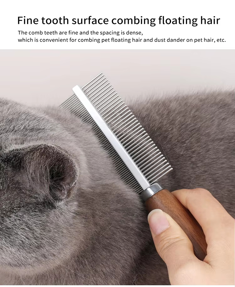 Factory Wholesale Custom Logo Double Sided Wooden Cat Needle Hair Comb Dog Pet Grooming Comb